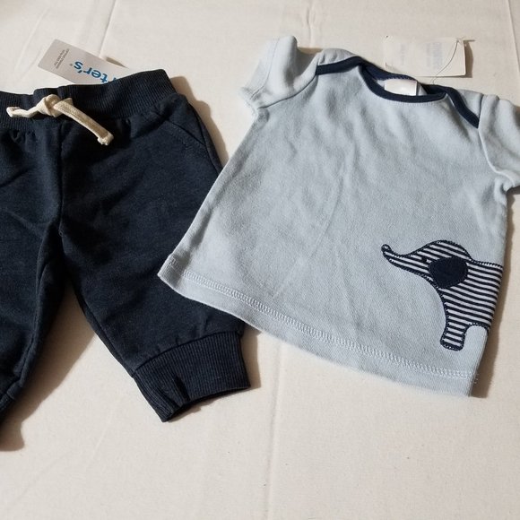 Gymboree Brand New Baby 2009 Elephant NWT 0-3 month shirt, Carters 3 month pants - Picture 1 of 3
